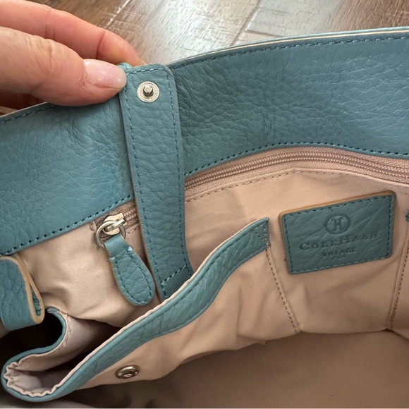 COLE HAAN teal blue textured leather purse, NWOT - Picture 12 of 16